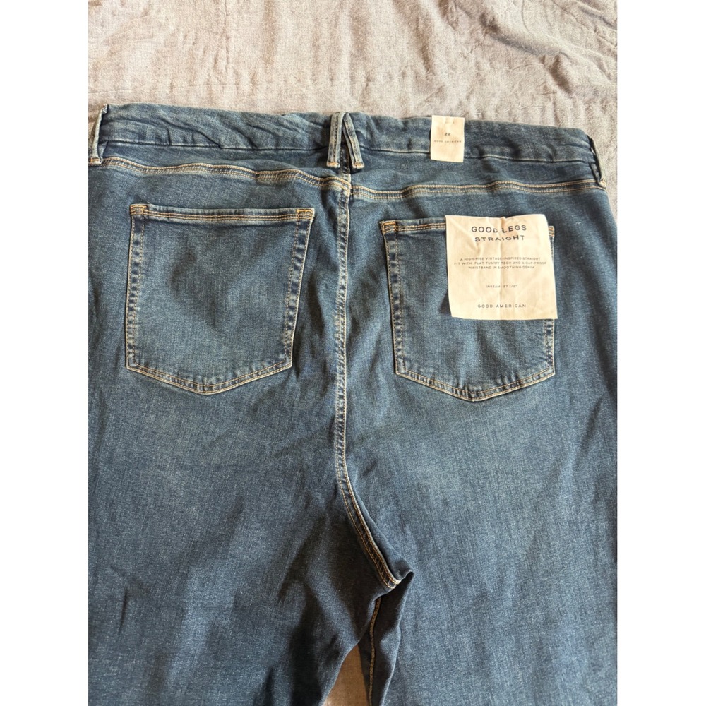 Good American Good Legs Straight High Rise Jeans Blue Size 22 GL5873T NWT Blue - Picture 4 of 10